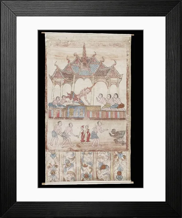 Framed Print : Vessantara Jataka, Chapter 11: Jujaka and the Royal Children are Brought to King... 18th-19th cent. Creator: Unknown Framed Print : Vessantara Jataka, Chapter 11: Jujaka and the Royal Children are Brought to King... 18th-19th cent. Creator: Unknown