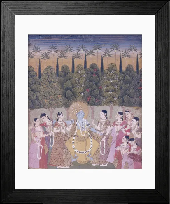 Framed Print : Krishna Dancing with Gopis, 1775-1800. Creator: Unknown Framed Print : Krishna Dancing with Gopis, 1775-1800. Creator: Unknown