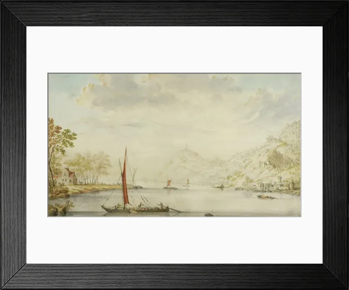 Framed Print : View of the Rhine with buildings on the banks, c1690s. Creator: Jan van Call Framed Print : View of the Rhine with buildings on the banks, c1690s. Creator: Jan van Call