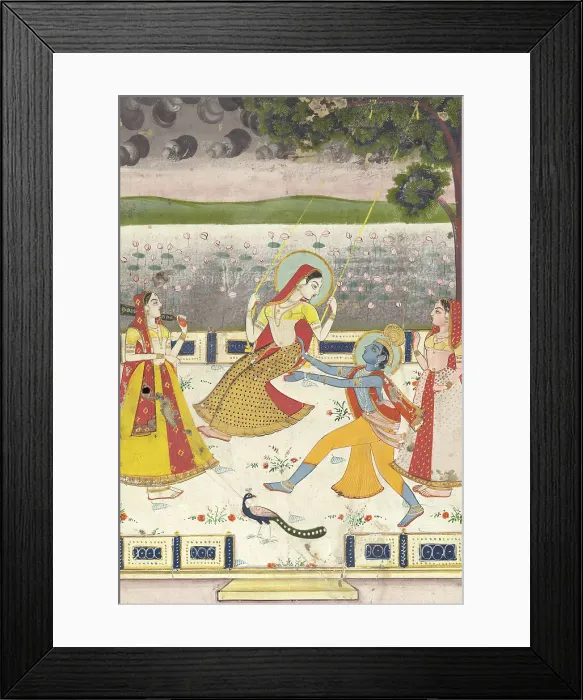 Framed Print : Krishna and Radha, 19th century. Creator: Unknown Framed Print : Krishna and Radha, 19th century. Creator: Unknown