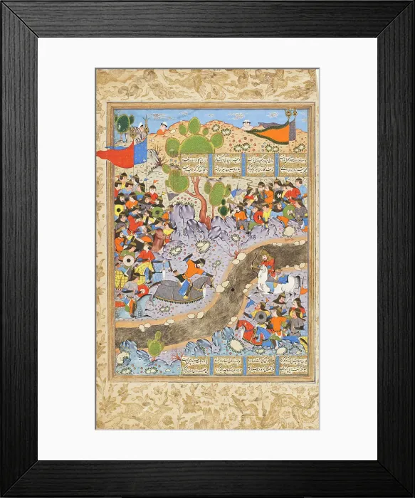 Framed Print : The Night Attack of Bahram Chubina on the Army of Khusraw Parvis (image 1 of 8), c1560. Creator: Unknown Framed Print : The Night Attack of Bahram Chubina on the Army of Khusraw Parvis (image 1 of 8), c1560. Creator: Unknown