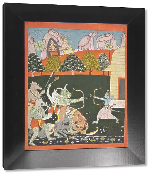 Rama Battling The Titans, Folio from a Ramayana (Adventures of Rama) (image 1 of 6), c1700. Creator: Unknown