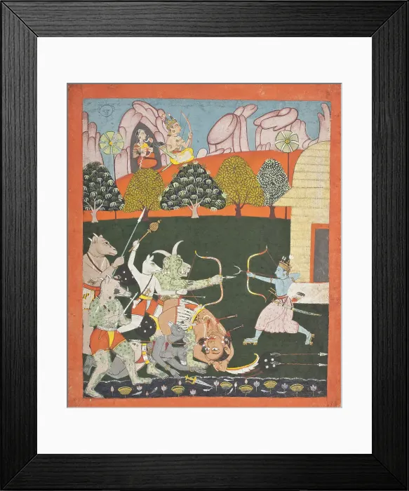 Framed Print : Rama Battling The Titans, Folio from a Ramayana (Adventures of Rama) (image 1 of 6), c1700. Creator: Unknown Framed Print : Rama Battling The Titans, Folio from a Ramayana (Adventures of Rama) (image 1 of 6), c1700. Creator: Unknown