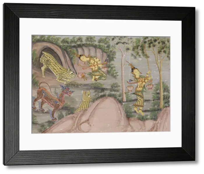 Framed Print : Vessantara Jataka, Chapter 9 (Maddi), c1920-1940. Creator: Unknown Framed Print : Vessantara Jataka, Chapter 9 (Maddi), c1920-1940. Creator: Unknown