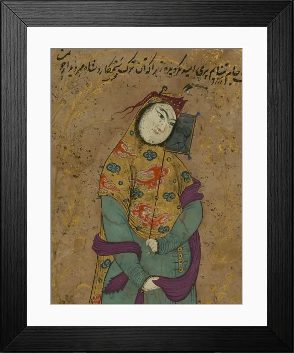 Framed Print : Lady with a Fan, 11th century AH / AD 17th century. Creator: Unknown Framed Print : Lady with a Fan, 11th century AH / AD 17th century. Creator: Unknown