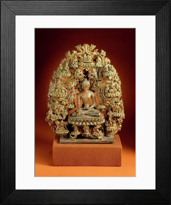 Framed Print : Buddha Shakyamuni and Scenes from the Life of the Buddha, 12th century. Creator: Unknown Framed Print : Buddha Shakyamuni and Scenes from the Life of the Buddha, 12th century. Creator: Unknown