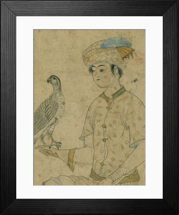 Framed Print : Youth with a Falcon, late 10th century AH / AD 16th century-early 11th century AH / AD 17th century. Creator: Unknown Framed Print : Youth with a Falcon, late 10th century AH / AD 16th century-early 11th century AH / AD 17th century. Creator: Unknown