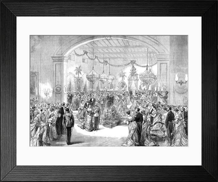 Framed Print : The Royal Visit to India: the Madras Club Ball, from a sketch by an officer of the Serapis, 1876. Creator: Unknown Framed Print : The Royal Visit to India: the Madras Club Ball, from a sketch by an officer of the Serapis, 1876. Creator: Unknown