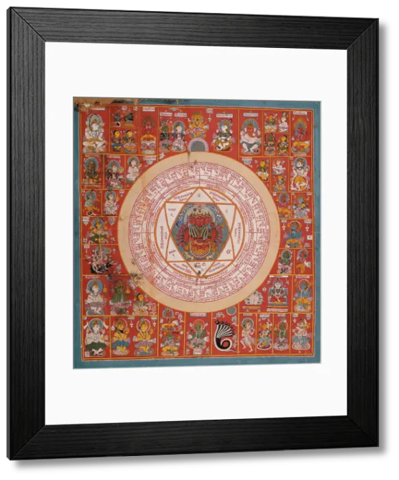 Framed Print : Yantra of the Goddess Pratyangira (recto), Symbol (verso), between c1700 and c1750. Creator: Unknown Framed Print : Yantra of the Goddess Pratyangira (recto), Symbol (verso), between c1700 and c1750. Creator: Unknown