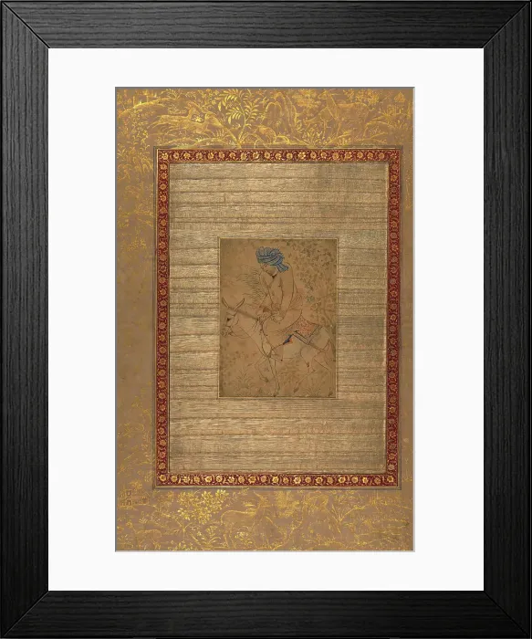 Framed Print : Single Leaf of a Man on a Donkey, early 11th century AH / AD 17th century. Creator: Unknown Framed Print : Single Leaf of a Man on a Donkey, early 11th century AH / AD 17th century. Creator: Unknown