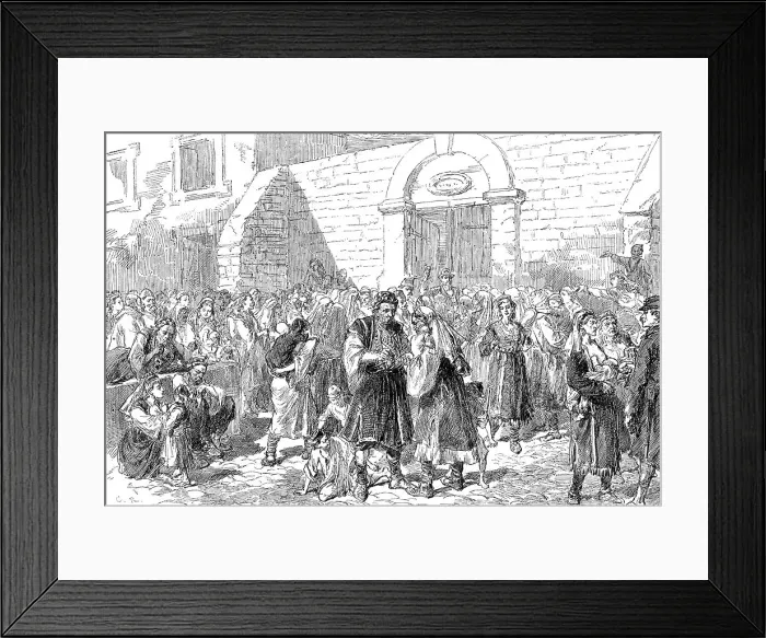 Framed Print : Distributing Charitable Funds to the Herzegovinian Refugees at Ragusa...1876. Creator: Unknown Framed Print : Distributing Charitable Funds to the Herzegovinian Refugees at Ragusa...1876. Creator: Unknown