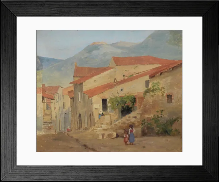 Framed Print : Village Street in the Sabine Mountains, 1830s. Creator: Jorgen Sonne Framed Print : Village Street in the Sabine Mountains, 1830s. Creator: Jorgen Sonne