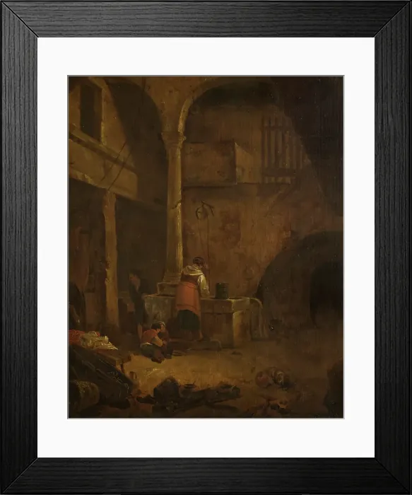 Framed Print : Woman at a Well in an Italian Farmhouse, c1660s. Creator: Unknown Framed Print : Woman at a Well in an Italian Farmhouse, c1660s. Creator: Unknown