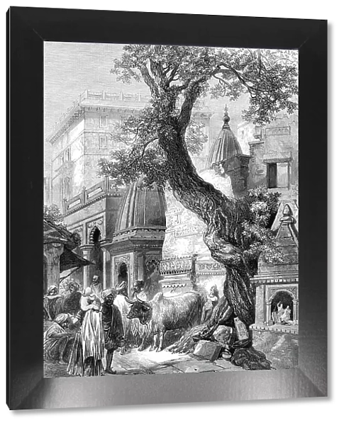 Street in Benares, from a sketch by of our special artists, 1876. Creator: Unknown