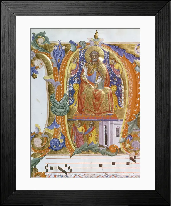 Framed Print : Illuminated initial letter, c1380. Creator: Cenni di Francesco di Ser Cenni Framed Print : Illuminated initial letter, c1380. Creator: Cenni di Francesco di Ser Cenni