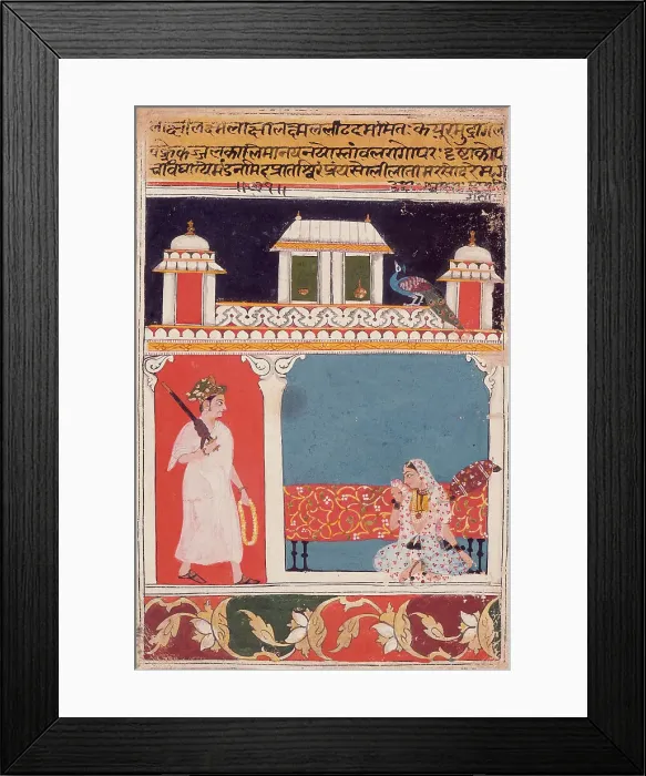 Framed Print : Return of the Errant Lover, Folio from an Amaru-Sataka (The Hundred Stanzas of Amaru), c1660. Creator: Unknown Framed Print : Return of the Errant Lover, Folio from an Amaru-Sataka (The Hundred Stanzas of Amaru), c1660. Creator: Unknown