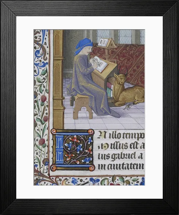 Framed Print : Scribe, from a Book of Hours, c1470. Creator: Unknown Framed Print : Scribe, from a Book of Hours, c1470. Creator: Unknown