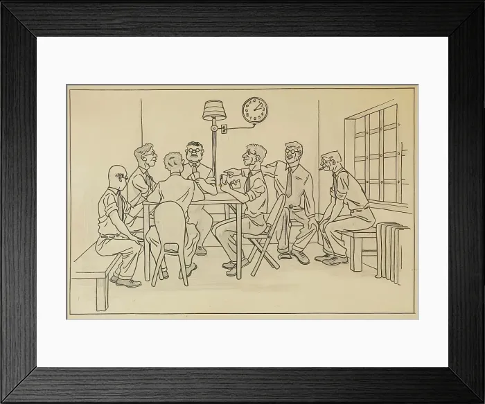 Framed Print : Pinochle: Guards at the Walters Art Gallery, 1953. Creator: Walter Chatelaine Framed Print : Pinochle: Guards at the Walters Art Gallery, 1953. Creator: Walter Chatelaine