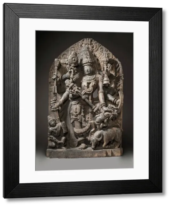 Framed Print : Durga Slaying the Buffalo Demon, 13th century. Creator: Unknown Framed Print : Durga Slaying the Buffalo Demon, 13th century. Creator: Unknown