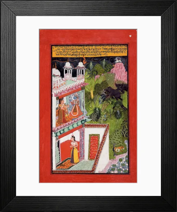 Framed Print : The Month of Bhadon (August-September), Folio from a Barahmasa... between c1700 and c1725. Creator: Unknown Framed Print : The Month of Bhadon (August-September), Folio from a Barahmasa... between c1700 and c1725. Creator: Unknown