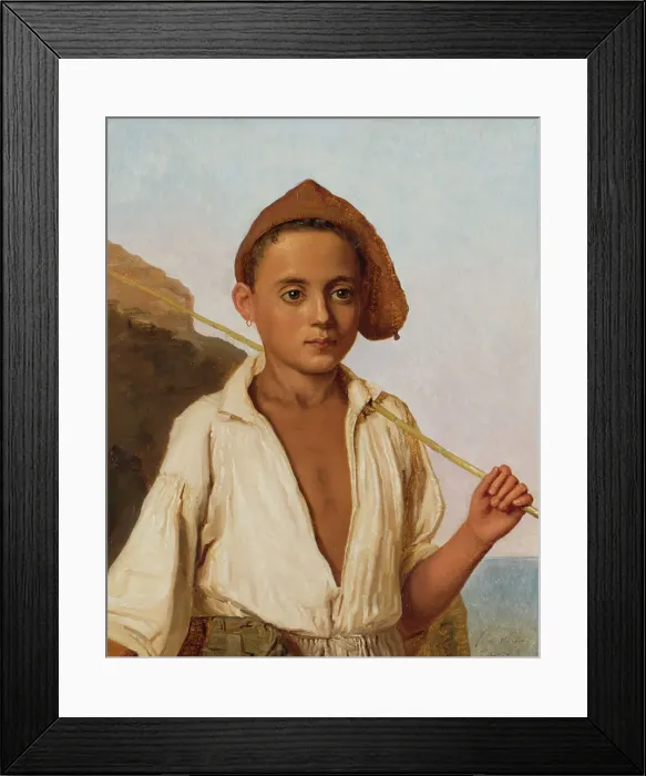 Framed Print : Portrait of a fisherman boy from Capri, c.1844. Creator: Christen Kobke
