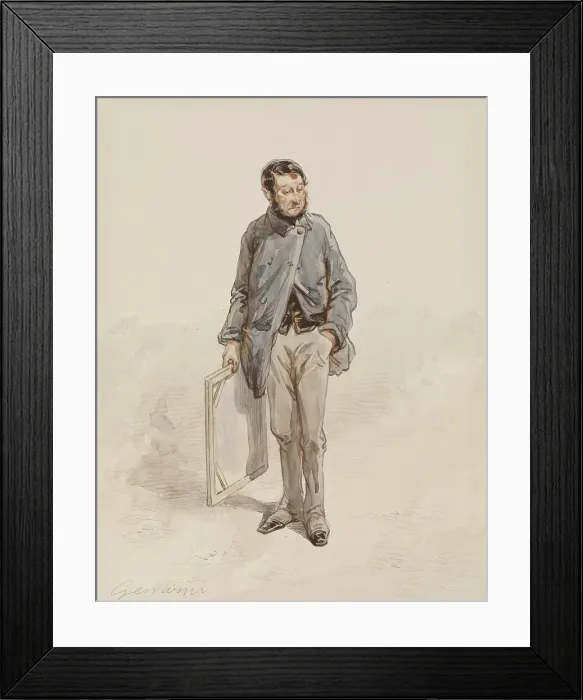 Framed Print : Artist with Canvas, 1855-1866. Creator: Paul Gavarni Framed Print : Artist with Canvas, 1855-1866. Creator: Paul Gavarni