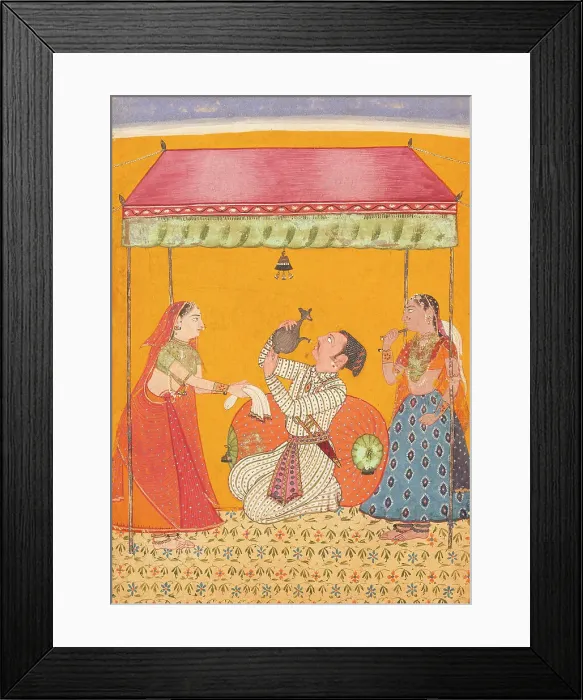 Framed Print : Jaladhara Ragaputra, Son of Megha Mallar Raga, Folio from a Ragamala... between c1685 and c1690. Creator: Unknown Framed Print : Jaladhara Ragaputra, Son of Megha Mallar Raga, Folio from a Ragamala... between c1685 and c1690. Creator: Unknown