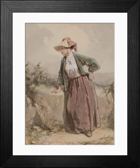 Framed Print : Young Peasant Woman, 1855-1857. Creator: Paul Gavarni Framed Print : Young Peasant Woman, 1855-1857. Creator: Paul Gavarni