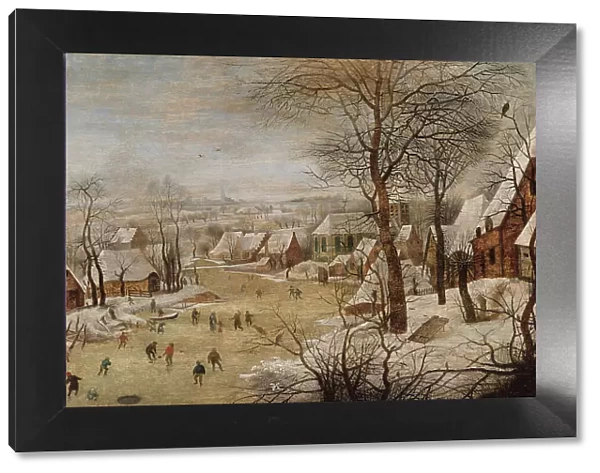 Winter Landscape with Skaters and a Bird Trap, early 17th century. Creator: Pieter Brueghel the Younger