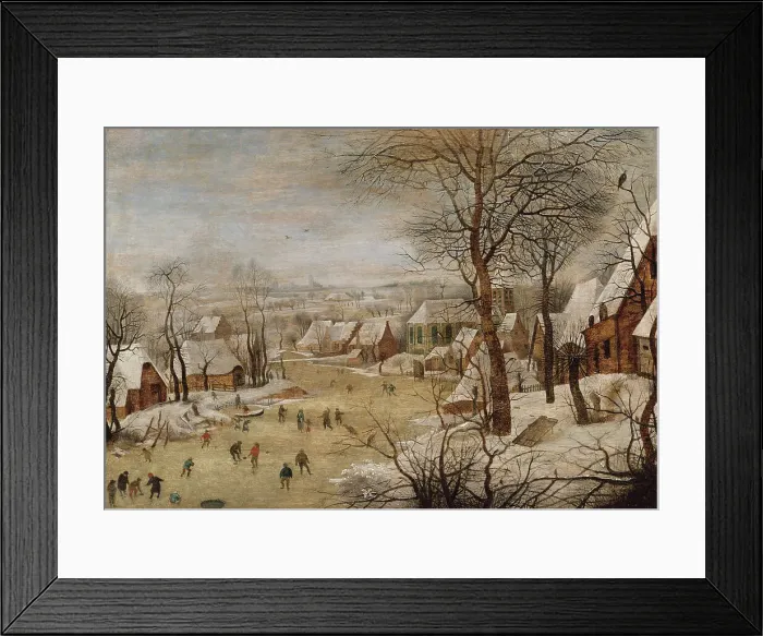 Framed Print : Winter Landscape with Skaters and a Bird Trap, early 17th century. Creator: Pieter Brueghel the Younger