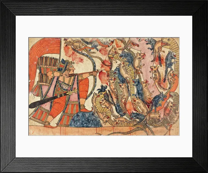 Framed Print : Fight of the Mongoose and the Serpent Armies (recto)... c1850. Creator: Unknown Framed Print : Fight of the Mongoose and the Serpent Armies (recto)... c1850. Creator: Unknown