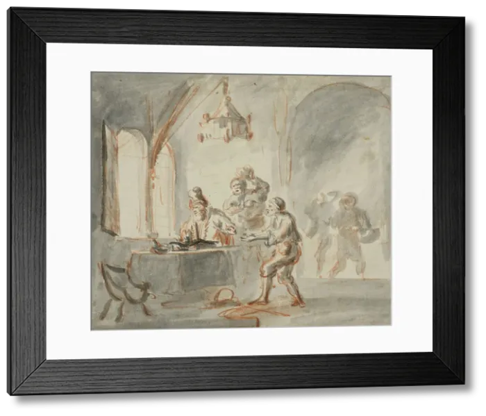Framed Print : The vineyard workers receive their wages, mid 17th century. Creator: Rembrandt Harmensz van Rijn Framed Print : The vineyard workers receive their wages, mid 17th century. Creator: Rembrandt Harmensz van Rijn