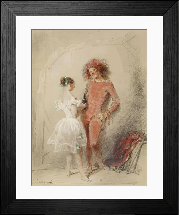 Framed Print : Two Dancers Backstage, 1852. Creator: Paul Gavarni Framed Print : Two Dancers Backstage, 1852. Creator: Paul Gavarni