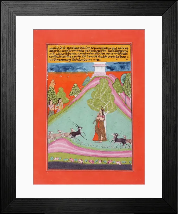 Framed Print : Todi Ragini, Second Wife of Hindol Raga, Folio from a Ragamala (Garland of Melodies), c1750. Creator: Unknown Framed Print : Todi Ragini, Second Wife of Hindol Raga, Folio from a Ragamala (Garland of Melodies), c1750. Creator: Unknown