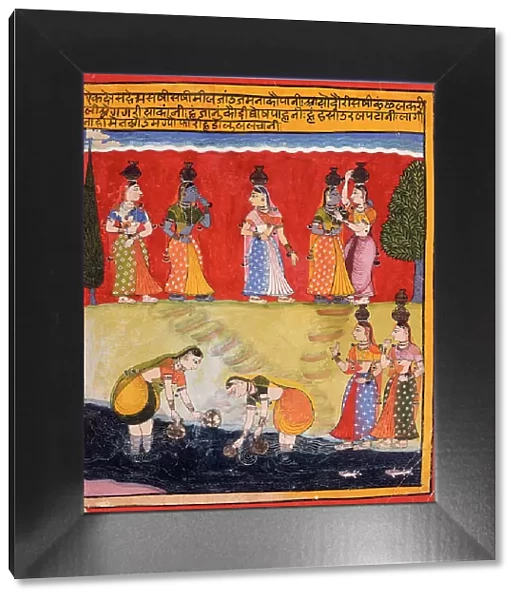 Milkmaids on the Riverbank, Folio from a Rasikapriya (The Connoisseur's Delights), c1650. Creator: Unknown