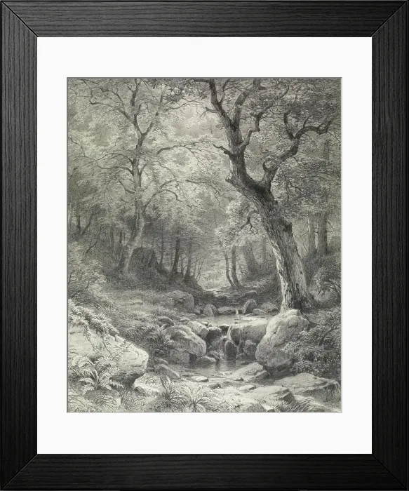 Framed Print : Forest Scene, second half 19th century. Creator: Paul Weber Framed Print : Forest Scene, second half 19th century. Creator: Paul Weber