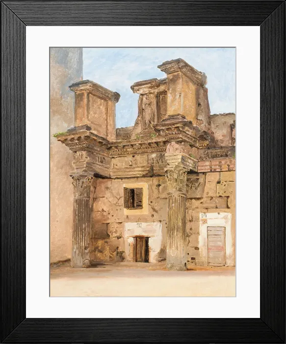 Framed Print : The Temple of Minerva on the the Forum of Nerva in Rome, c.1840. Creator: Constantin Hansen Framed Print : The Temple of Minerva on the the Forum of Nerva in Rome, c.1840. Creator: Constantin Hansen