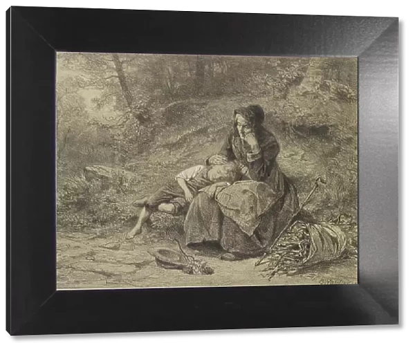 Old Woman and Boy Resting, c1860. Creator: Benjamin Vautier