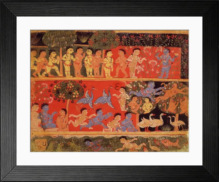 Framed Print : Krishna and Balarama Play with Gopas, Folio from a Bhagavata Purana... between 1525 and 1550. Creator: Unknown Framed Print : Krishna and Balarama Play with Gopas, Folio from a Bhagavata Purana... between 1525 and 1550. Creator: Unknown