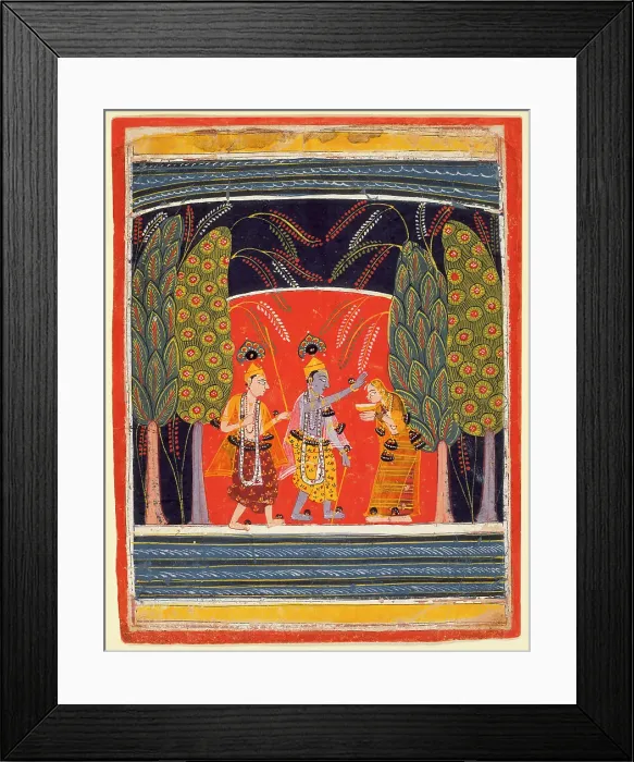 Framed Print : Krishna Making Kubja Beautiful, Folio from a Bhagavata Purana (Ancient Stories of the Lord), c1645. Creator: Unknown Framed Print : Krishna Making Kubja Beautiful, Folio from a Bhagavata Purana (Ancient Stories of the Lord), c1645. Creator: Unknown