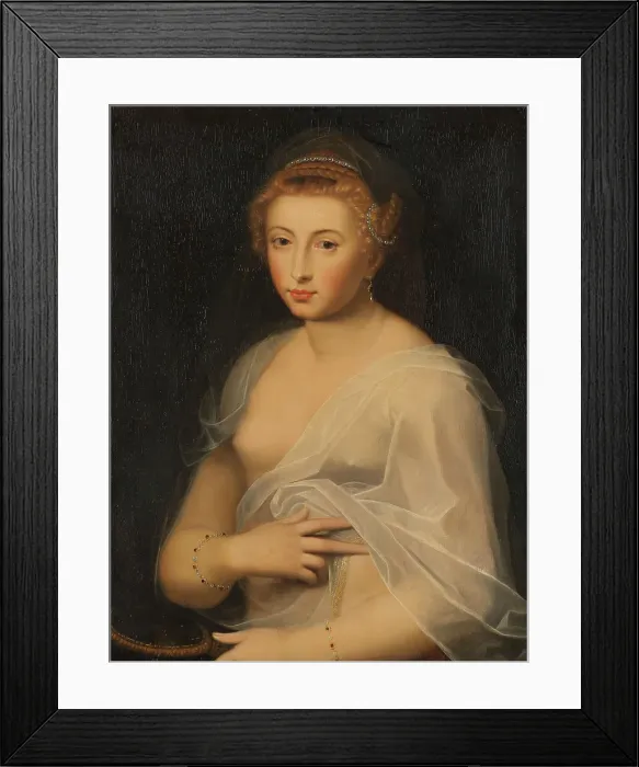 Framed Print : Young Lady Holding a Mirror, 17th century. Creator: Unknown Framed Print : Young Lady Holding a Mirror, 17th century. Creator: Unknown