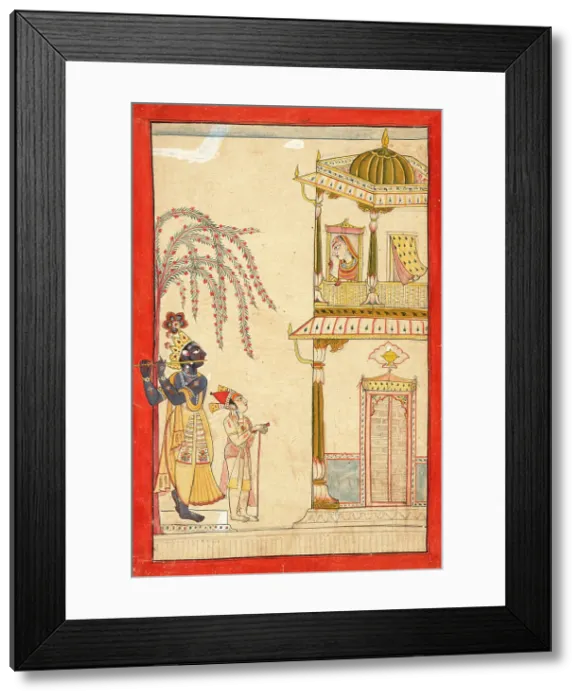 Framed Print : Krishna Serenading Radha, between c1730 and c1750. Creator: Unknown Framed Print : Krishna Serenading Radha, between c1730 and c1750. Creator: Unknown