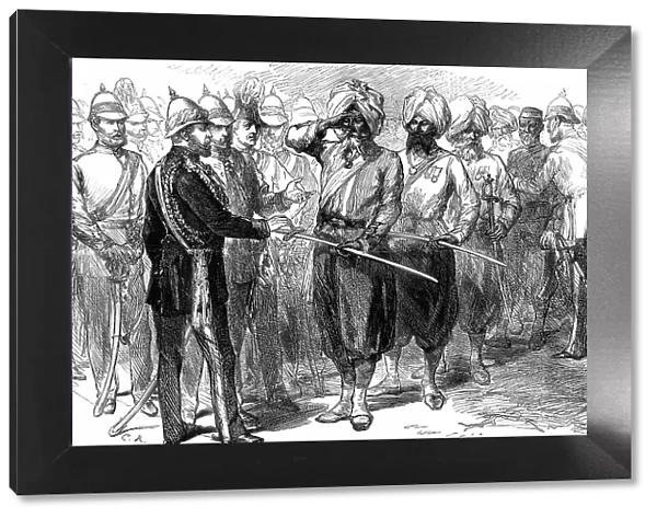 The Prince of Wales receiving the survivors of the Defence of Lucknow...1876. Creator: C.R