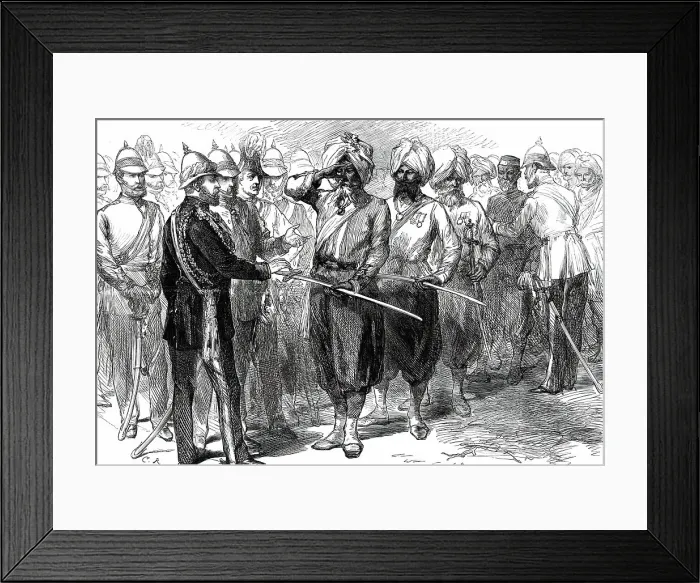 Framed Print : The Prince of Wales receiving the survivors of the Defence of Lucknow...1876. Creator: C.R Framed Print : The Prince of Wales receiving the survivors of the Defence of Lucknow...1876. Creator: C.R