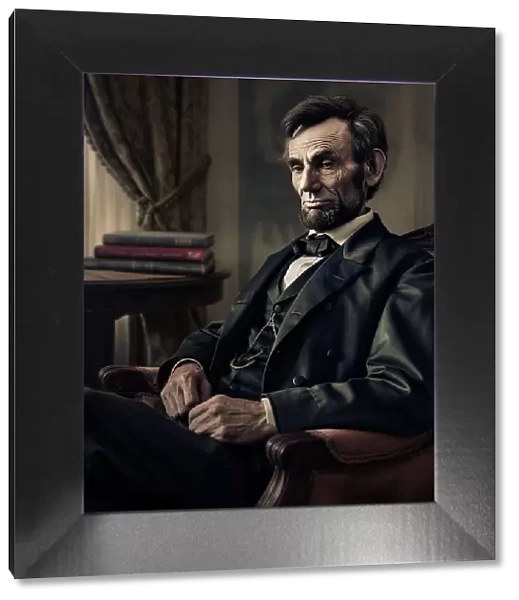 AI IMAGE - Portrait of Abraham Lincoln in the Oval Office, c1865, (2023). Creator: Heritage Images