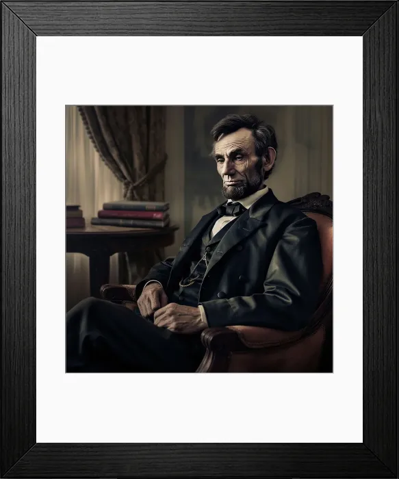 Framed Print : AI IMAGE - Portrait of Abraham Lincoln in the Oval Office, c1865, (2023). Creator: Heritage Images Framed Print : AI IMAGE - Portrait of Abraham Lincoln in the Oval Office, c1865, (2023). Creator: Heritage Images