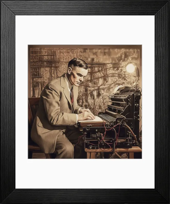 Framed Print : AI IMAGE - Alan Turing at Bletchley, 1940s, (2023). Creator: Heritage Images Framed Print : AI IMAGE - Alan Turing at Bletchley, 1940s, (2023). Creator: Heritage Images