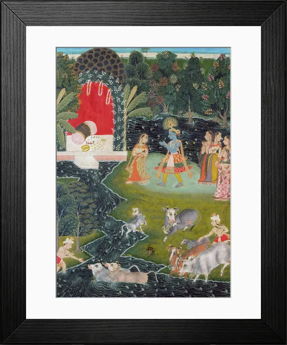 Framed Print : Dalliance in Vrindavan, c1725. Creator: Unknown Framed Print : Dalliance in Vrindavan, c1725. Creator: Unknown