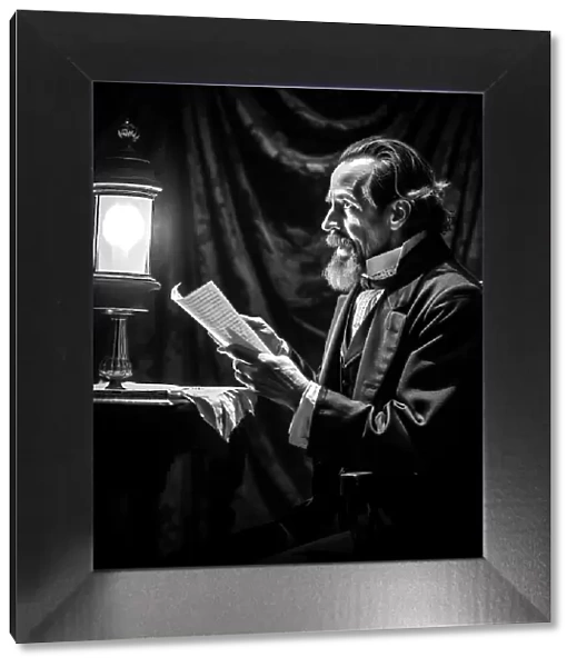 AI IMAGE - Portrait of Charles Dickens performing a public reading, c1860s, (2023). Creator: Heritage Images