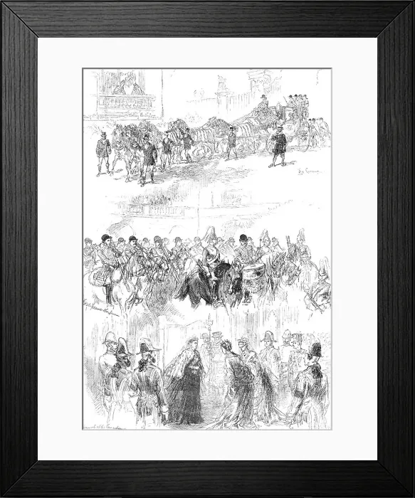 Framed Print : Sketches of the Royal Procession at the Opening of Parliament, 1876. Creator: Unknown Framed Print : Sketches of the Royal Procession at the Opening of Parliament, 1876. Creator: Unknown